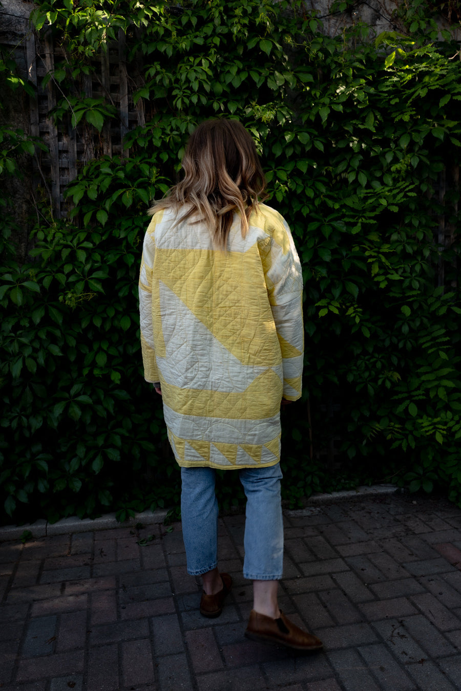 Quilted Jacket - Yellow Geometric