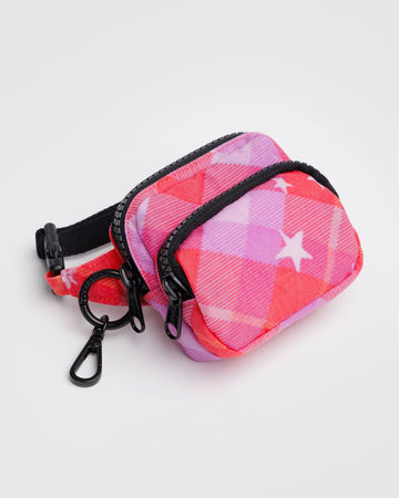 Fanny Pack Charm - Pink Star Plaid