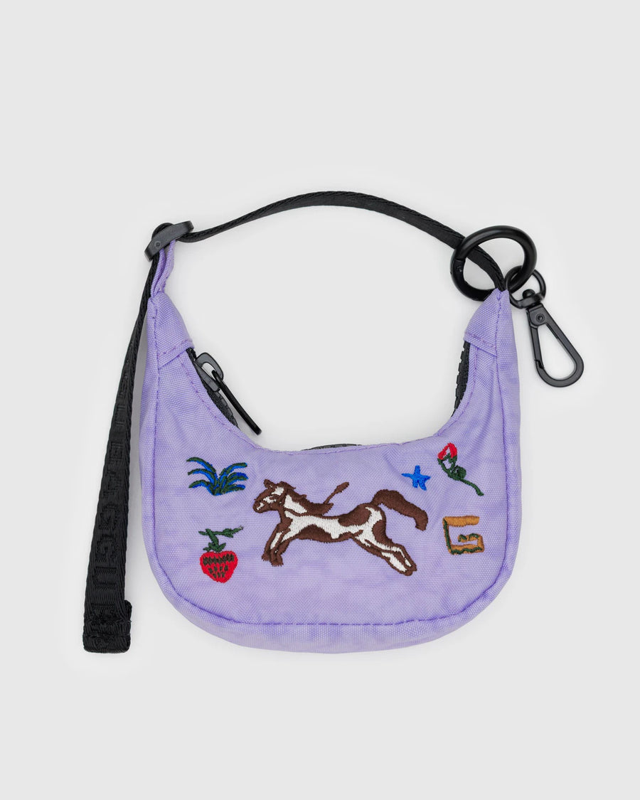 Crescent Bag Charm - Embroidered Pony