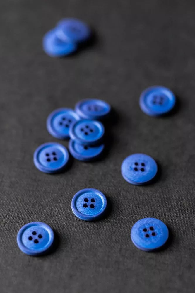 COBALT 15MM COTTON BUTTONS - 6 PACK