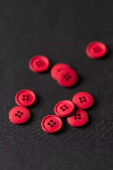 CLASSIC RED 15MM COTTON BUTTONS - 6 PACK