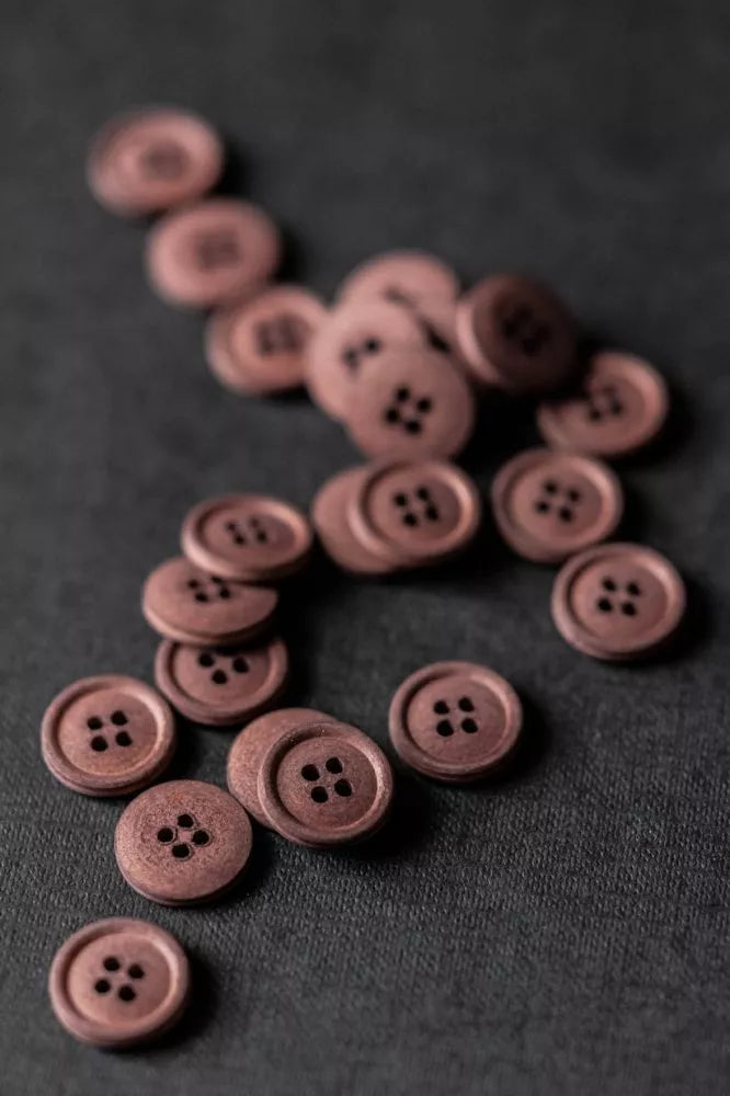 OXBLOOD 15MM COTTON BUTTONS - 6 PACK