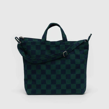 Horizontal Zip Duck Bag - Navy check