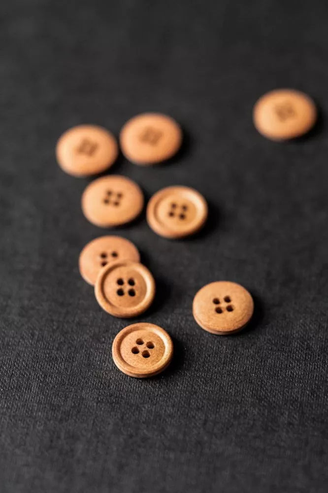 RUSTY ORANGE 15MM COTTON BUTTONS - 6 PACK