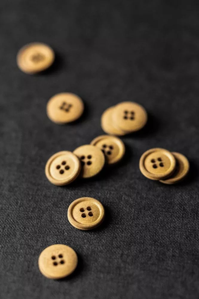 MUSTARD 15MM COTTON BUTTONS - 6 PACK