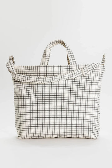 Horizontal Zip Duck Bag - Natural Grid