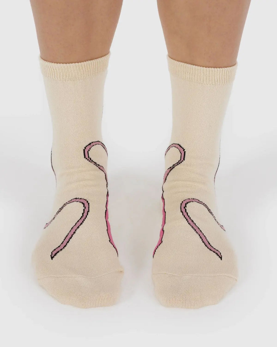 Crew Sock - Pink Bow