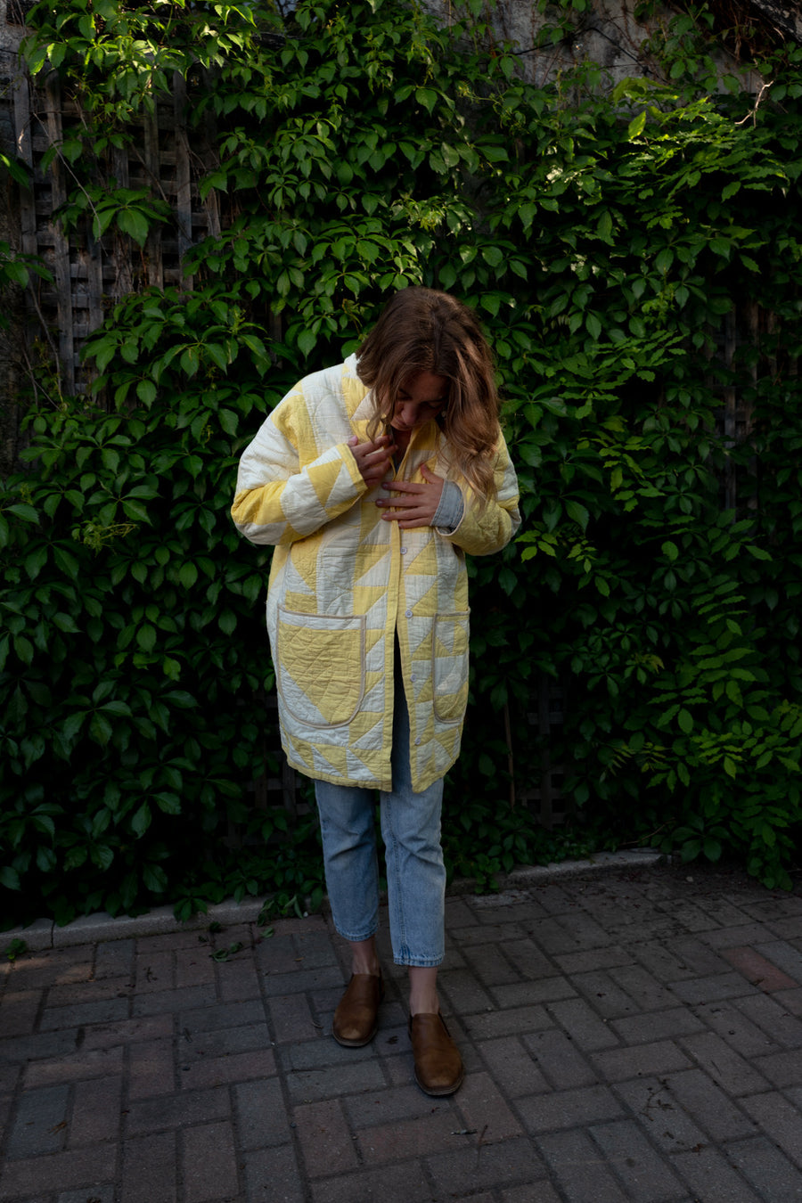 Quilted Jacket - Yellow Geometric
