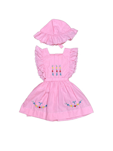 Pink Dress And Hat Set